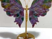Beautiful Symmetric Ocean Jasper Butterfly Wing Carving With Stand