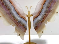 Stripe Agate Mixed Amethyst Butterfly Wing Carving With Stand