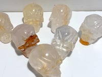 7 Pieces Hematoid Quartz Golden Fire Quartz Skull Carving