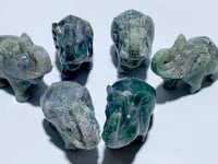 6 Pieces Moss Agate Elephant Carving