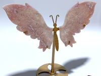Pink Sakura Agate Butterfly Wing Carving With Stand