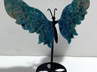Blue Apatite Butterfly Wing Carving With Stand
