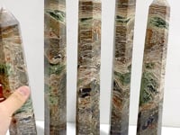 5 Pieces Tall Green Stripe Jasper Point #3