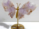 Unique Amethyst Mixed Sakura Flower Agate Butterfly Wing Carving With Stand