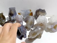 11 Pieces Geode Druzy Agate Bear Carving