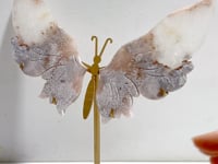 Sakura Flower Agate Butterfly Wing Carving With Stand