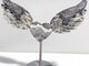 Unique Gray Blue Agate Heart Wing Carving With Stand