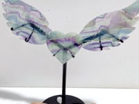 Unique Fluorite Heart Wing Carving With Stand