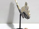 Gray Lace Agate Heart Wing Carving With Stand
