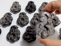 Silver Sheen Obsidian Nine-tailed Fox Carving Wholesale