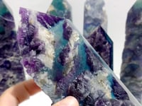 6 Pieces Rainbow Fluorite Raw Side Four-sided Tower Point