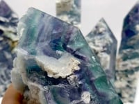 5 Pieces Rainbow Fluorite Raw Side Four-sided Tower Point
