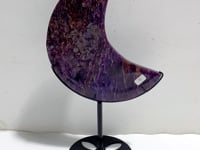 Large Charoite Moon Carving With Stand #11