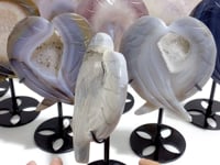 9 Pieces Geode Druzy Agate Fish Carving With Stand