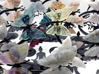 Mixed Materials Butterfly Wing Carving With Yoga Woman Stand Wholesale
