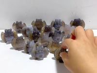 19 Pieces Geode Druzy Agate Owl Carving