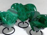 3 Pieces Large Malachite Heart With Stand