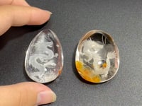 2 Pieces Chinese Dragon Garden Quartz Inner Scene Carving