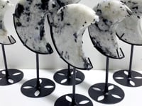 6 Pieces India Moonstone Moon Carving With Stand