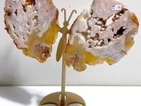 Geode Druzy Pink Amethyst Slab Butterfly Wing Carving With Stand