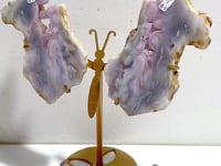 Geode Druzy Pink Amethyst Slab Butterfly Wing Carving With Stand #2