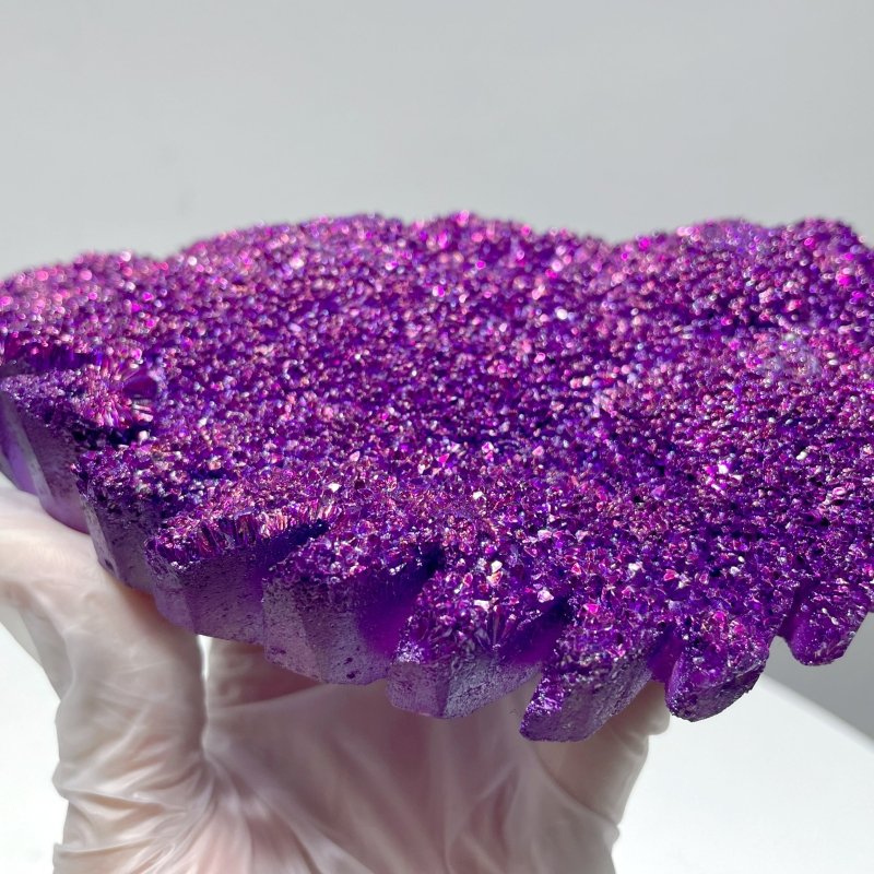 Purple Aura Quartz Cluster Angel Wing Carving With Stand - Wholesale Crystals