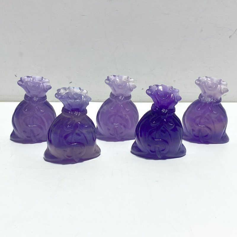 Purple Fluorite Money Bag Carving Wholesale - Wholesale Crystals