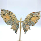 Rainforest Jasper Butterfly Wing Carving With Stand - Wholesale Crystals