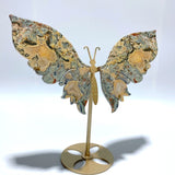 Rainforest Jasper Butterfly Wing Carving With Stand - Wholesale Crystals