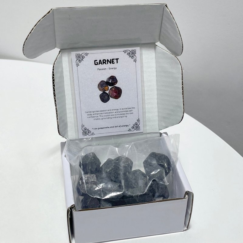 Raw Red Garnet Gift Box Wholesale Shrink Wrap Packaging - Wholesale Crystals