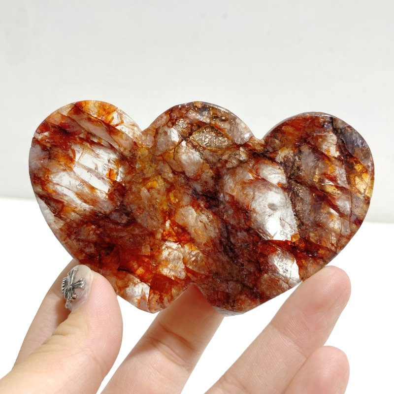 Red Fire Quartz Heart Wing Carving With Stand -Wholesale Crystals
