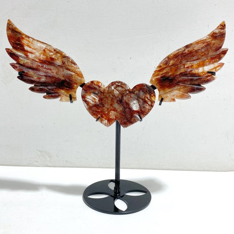 Red Fire Quartz Heart Wing Carving With Stand -Wholesale Crystals