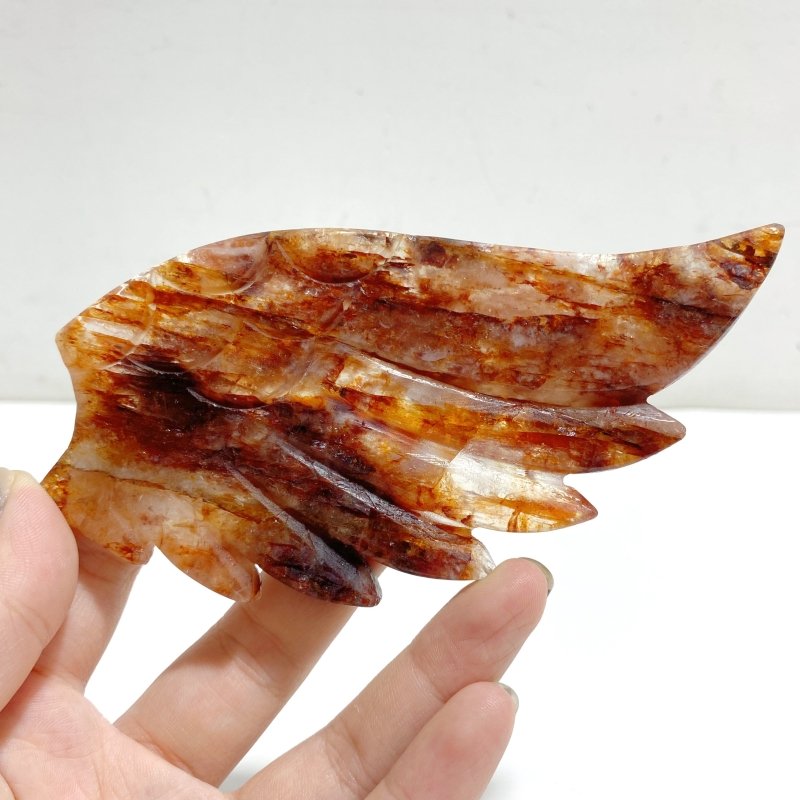 Red Fire Quartz Heart Wing Carving With Stand -Wholesale Crystals