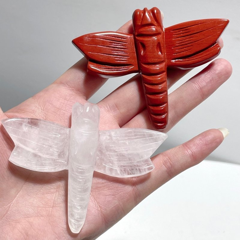 Red Jasper Clear Quartz Dragonfly Crystal Carving Wholesale - Wholesale Crystals