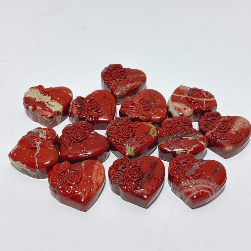 Red Jasper Flower Heart Shape Carving Wholesale - Wholesale Crystals