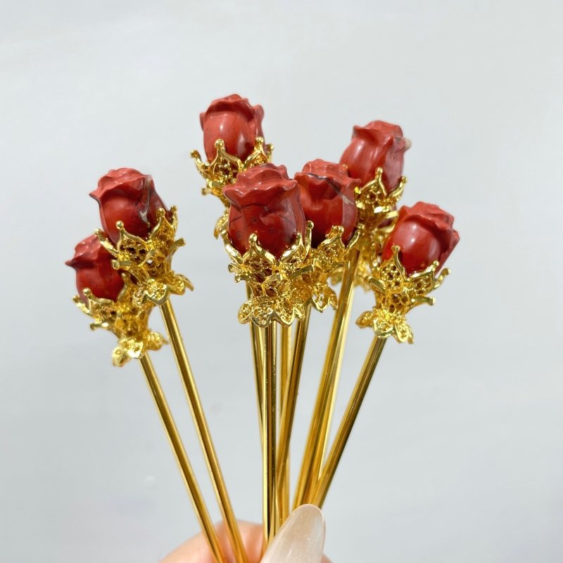 Red Jasper Hairpin Flower Carving Wholesale - Wholesale Crystals