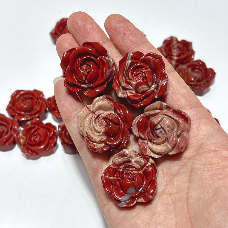 Red Jasper Rose Flower Carving Crystal Wholesale - Wholesale Crystals