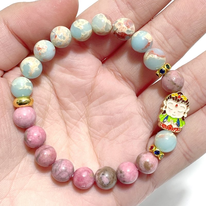 Rhodonite Mixed China Shoushan Stone Quan Yin DIY Bracelet Wholesale Original Design - Wholesale Crystals