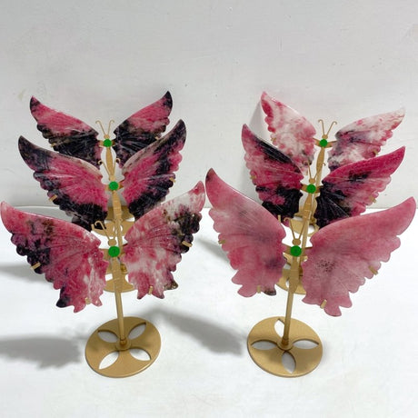 Rhodonite Mixed Quartz Butterfly Wing With Stand Wholesale (No.7-12) -Wholesale Crystals