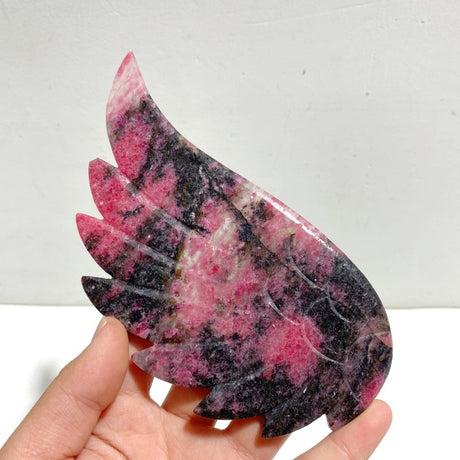 Rhodonite Wing Carving With Stand - Wholesale Crystals