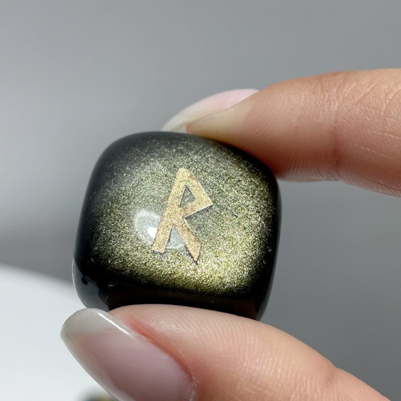 Rune Stones Set Engraved Gold Sheen Obsidian Crystal Wholesale - Wholesale Crystals