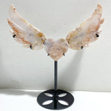Sakura Flower Agate Heart Wing Carving With Stand -Wholesale Crystals