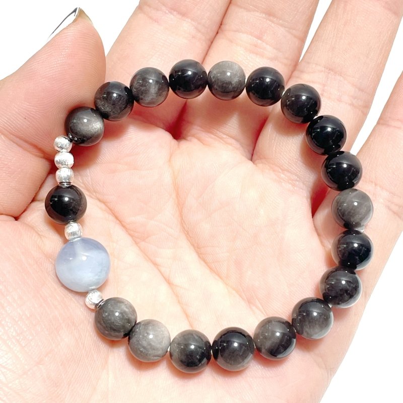 Silver Sheen Obsidian Aquamarine DIY Bracelet Wholesale Original Design - Wholesale Crystals