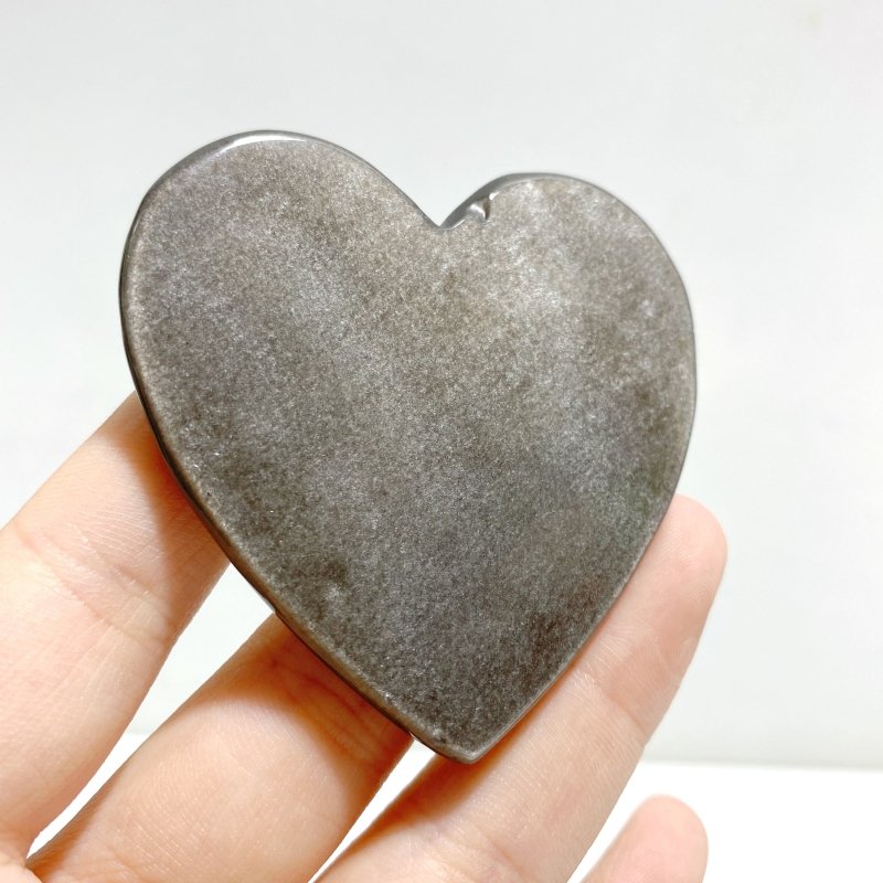 Silver Sheen Obsidian Heart Wing Carving With Stand -Wholesale Crystals