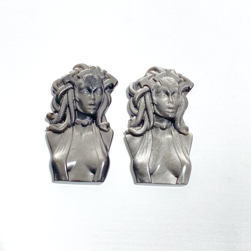 Silver Sheen Obsidian Medusa Carving Wholesale -Wholesale Crystals