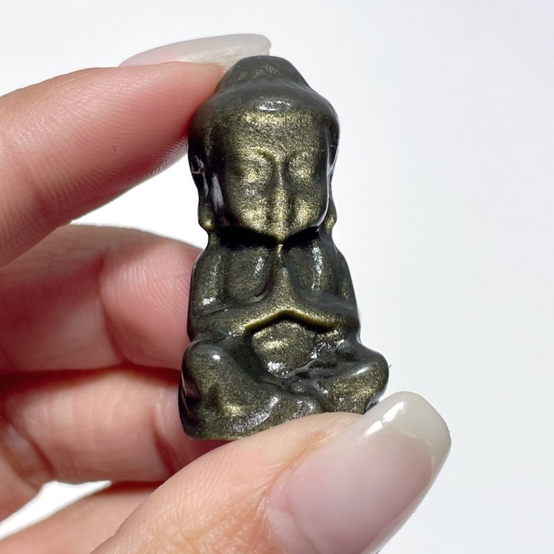 Small Gold Sheen Obsidian Buddha Carving Wholesale - Wholesale Crystals