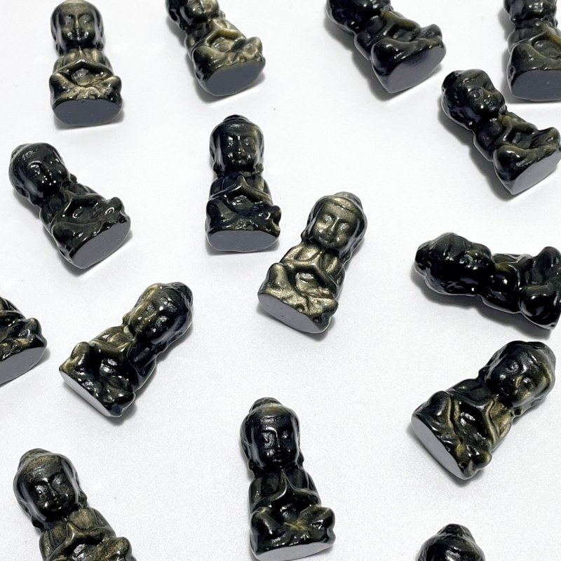 Small Gold Sheen Obsidian Buddha Carving Wholesale - Wholesale Crystals