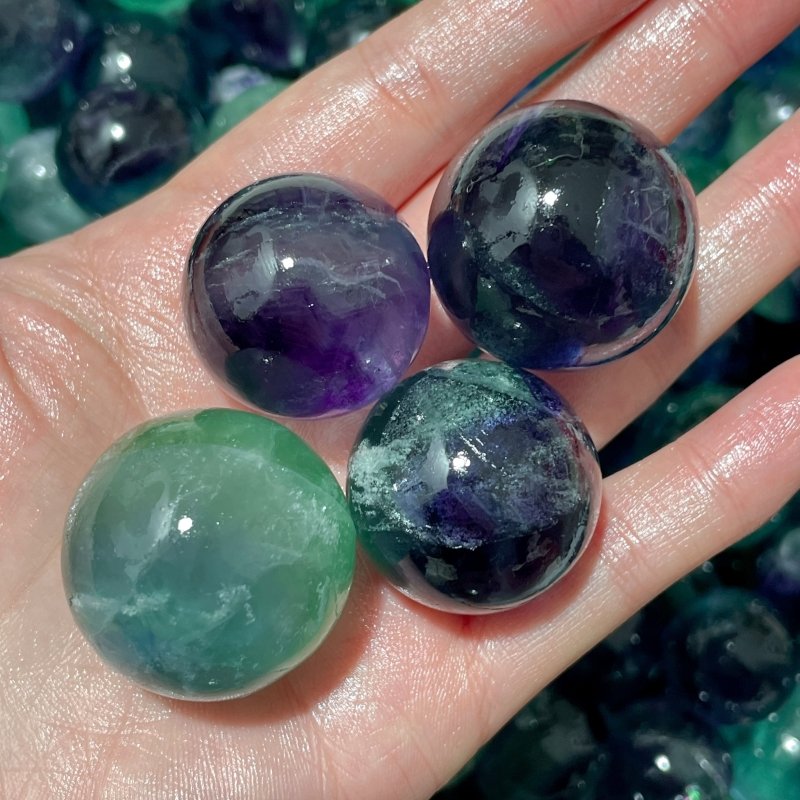 Small Purple Green Colorful Fluorite Sphere 2 - 3cm Wholesale - Wholesale Crystals