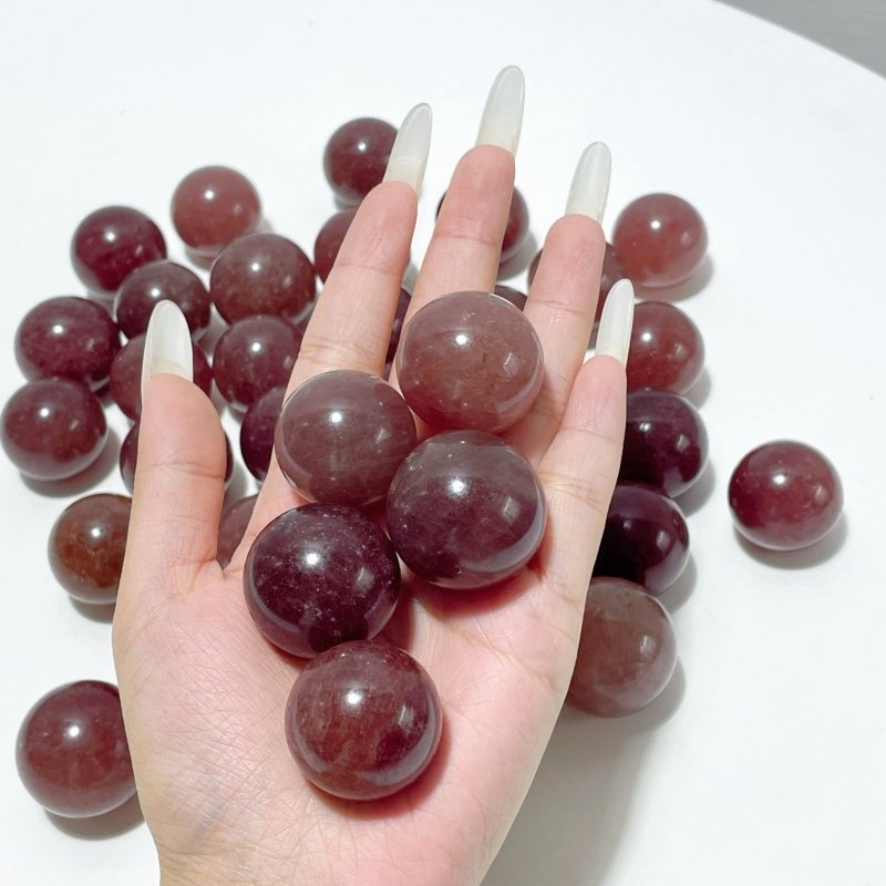 Small Strawberry Quartz Spheres Ball Crystal Wholesale - Wholesale Crystals