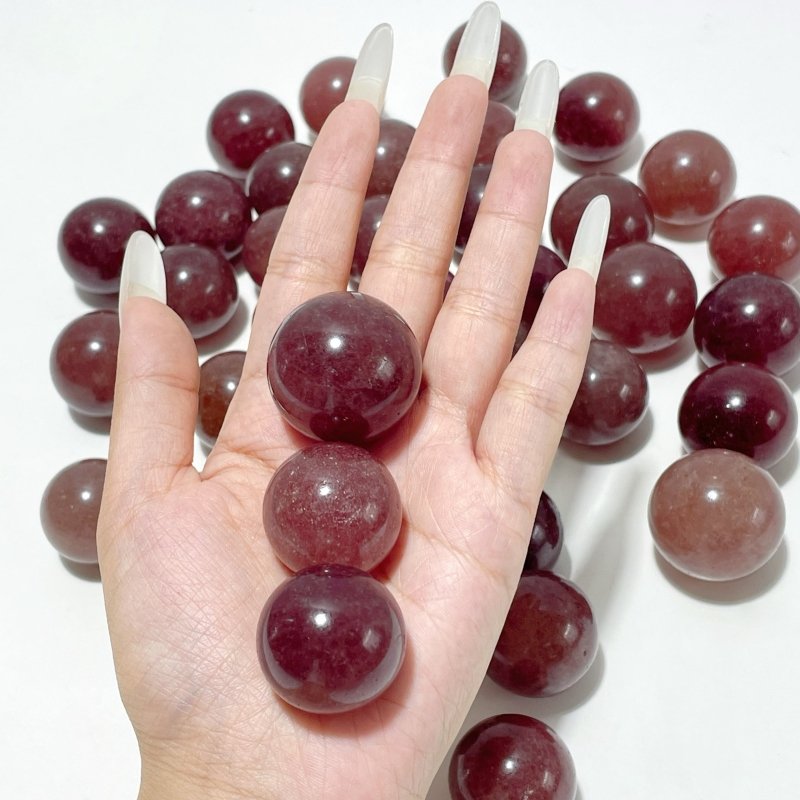 Small Strawberry Quartz Spheres Ball Crystal Wholesale - Wholesale Crystals